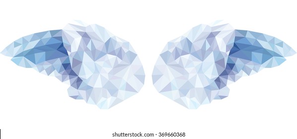 Vector Angel wings isolated on a white background in the style of a triangular low poly