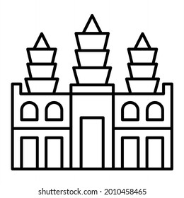 Vector Angkor Wat Outline Icon Design
