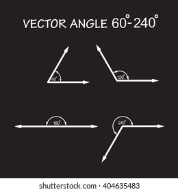 Vector angle 60-240 degrees, Geometry math signs symbols