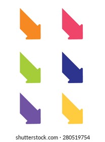 Vector angled downward arrow set