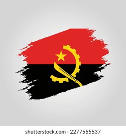 Vector Angola flag Brush stroke with grunge background template
