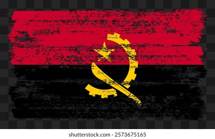 Vector Angola flag in grunge style on transparent background