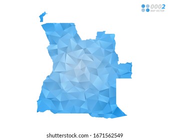 Vector Angola cartografía mosaico triángulo de polígono azul con fondo blanco. degradado de estilo.