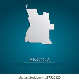 hoja de mapa de Angola vectorial sobre fondo azul, alto detalle