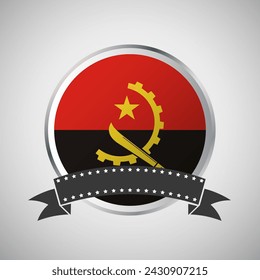 Vector Angola Round Flag Banner Vector Illustration