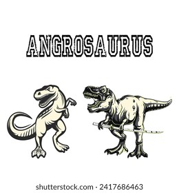 Vector of Angrosaurus. Jurassic Art. Vintage Sketches. 