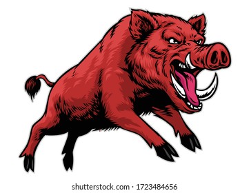 Vector Of Angry Aggressive Wild Boar