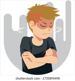 Vector angry, annoyed. Human emotions, face expressions, feelings, personality. Vector illustration.