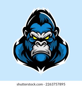 Vector of angry assassin gorilla mascot logo design for badge, emblem, or printing