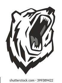 vector Angry Bear Head on white background