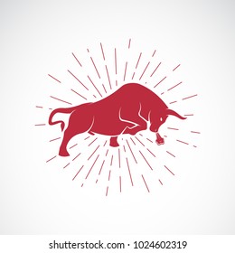 Vector of an angry bull on white background. Animal. Bull symbol. Vector illustration for advertising and T-shirt graphics. Easy editable layered vector illustration.