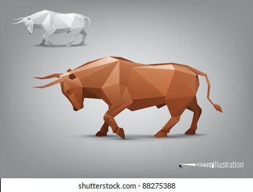 Vector angry bull stylized triangle polygonal model