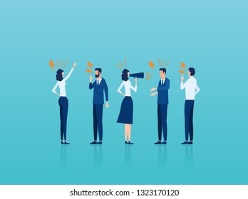 Vector of angry business people men and women being aggressive yelling at each other. 
