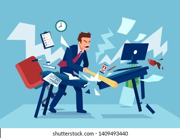 Vector of an angry businessman in his office. 