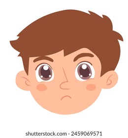 Vector angry cartoon boy with facial expression on white background