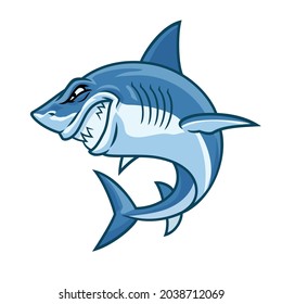 Vector of Angry Cartoon Shark Character