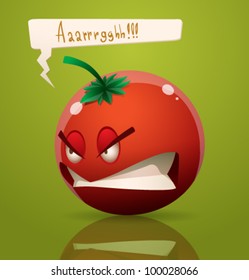 Vector angry cartoon tomato