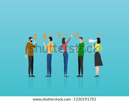 Vector of angry casual people men and women being aggressive yelling at each other. 