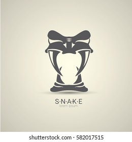 vector angry dangerous snake logo design template. danger snake icon. viper black silhouette isolated on grey