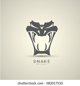 vector angry dangerous snake logo design template. danger snake icon. viper black silhouette isolated on grey