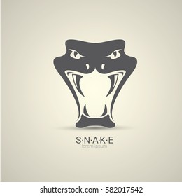 vector angry dangerous snake logo design template. danger snake icon. viper black silhouette isolated on grey