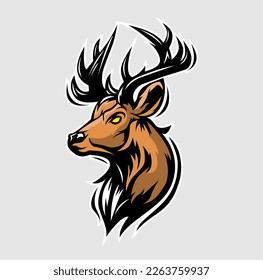 Vector of angry deer sport mascot logo design for badge, emblem, or printing