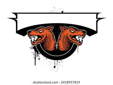 Vector angry dogs heads logo design concept. Isolated on white background.