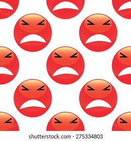 Vector angry emoticon repeated on white background