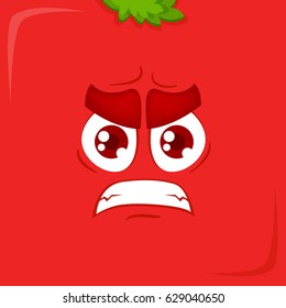 Vector angry face isolated on red background. 