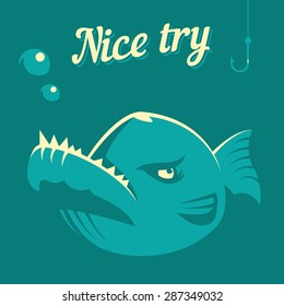 Vector angry fish illustration