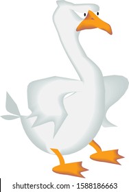 Vector angry goose in white color.