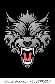 vector of angry gray wolf head