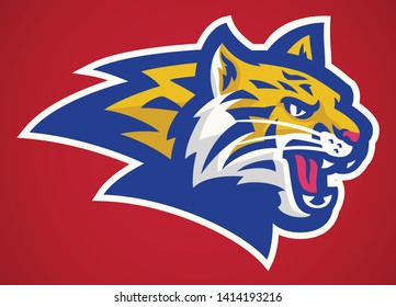 vector of angry head mascot of wildcats