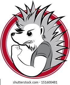 Vector angry hedgehog emblem