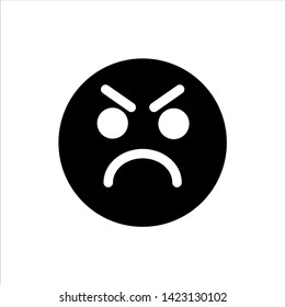 Vector angry or mad emoticon icon. black expression symbol with trendy flat style icon for web site design, logo, app, UI isolated on white background