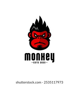 vector angry monkey face, red monkey face