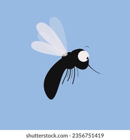 Vector angry mosquito cartoon on blue background