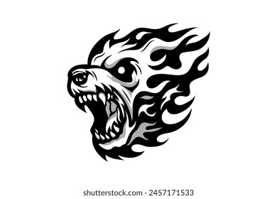 Vector of angry roaring grizzly bear head