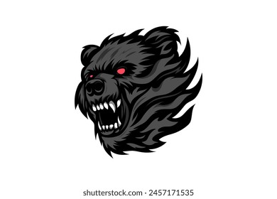 Vector of angry roaring grizzly bear head