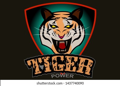 vector angry tiger face sport