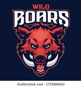 vector of angry wild boar head mascot