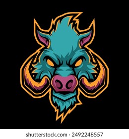 vector of angry wild boar head mascot