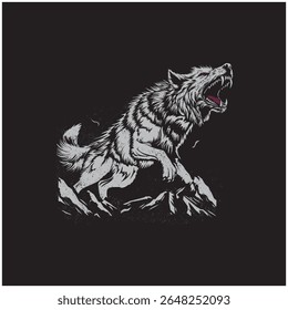 Vector of the angry wolf (editable)