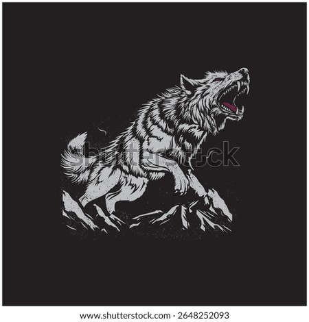 Vector of the angry wolf (editable)