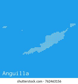Vector Anguilla map silhouette dotted on blue background