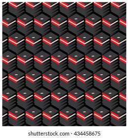 vector angular black and red cubes background pattern design