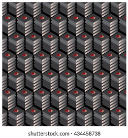 vector angular black and red cubes background pattern design