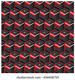 vector angular black and red cubes background pattern design