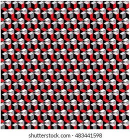 vector angular black and red cubes background pattern design