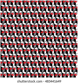 vector angular black and red cubes background pattern design